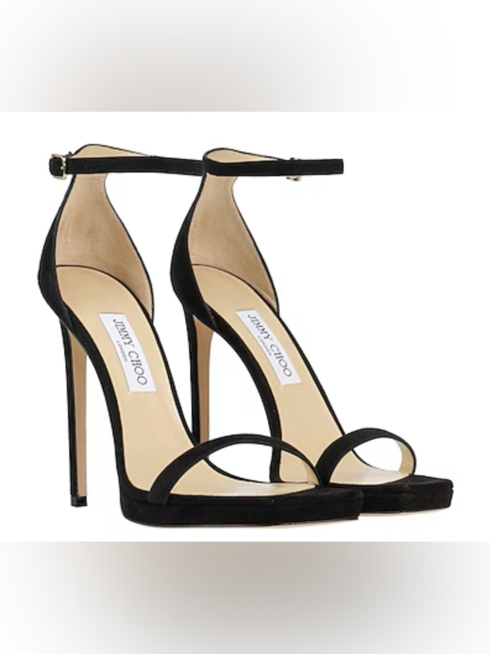 Jimmy Choo AlVA 120mm Black Suede Ankle-Strap Stiletto Sandals
